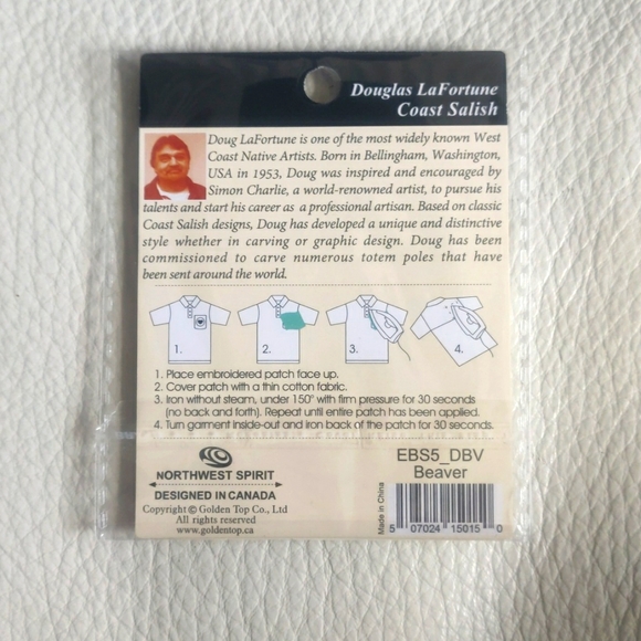 2.5" 'Beaver' Embroidered Patch' Indigenous Design by Douglas LaFortune - Picture 2 of 4